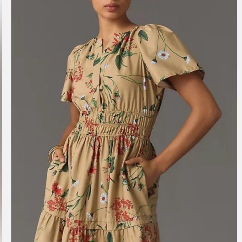 NWT 🌟 Anthropologie Somerset Khaki Maxi Dress - Picture 4 of 14